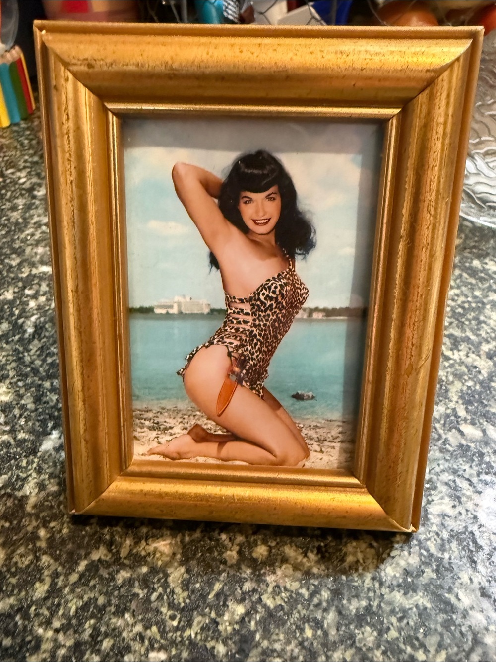 Bettie Page in Gold Frame